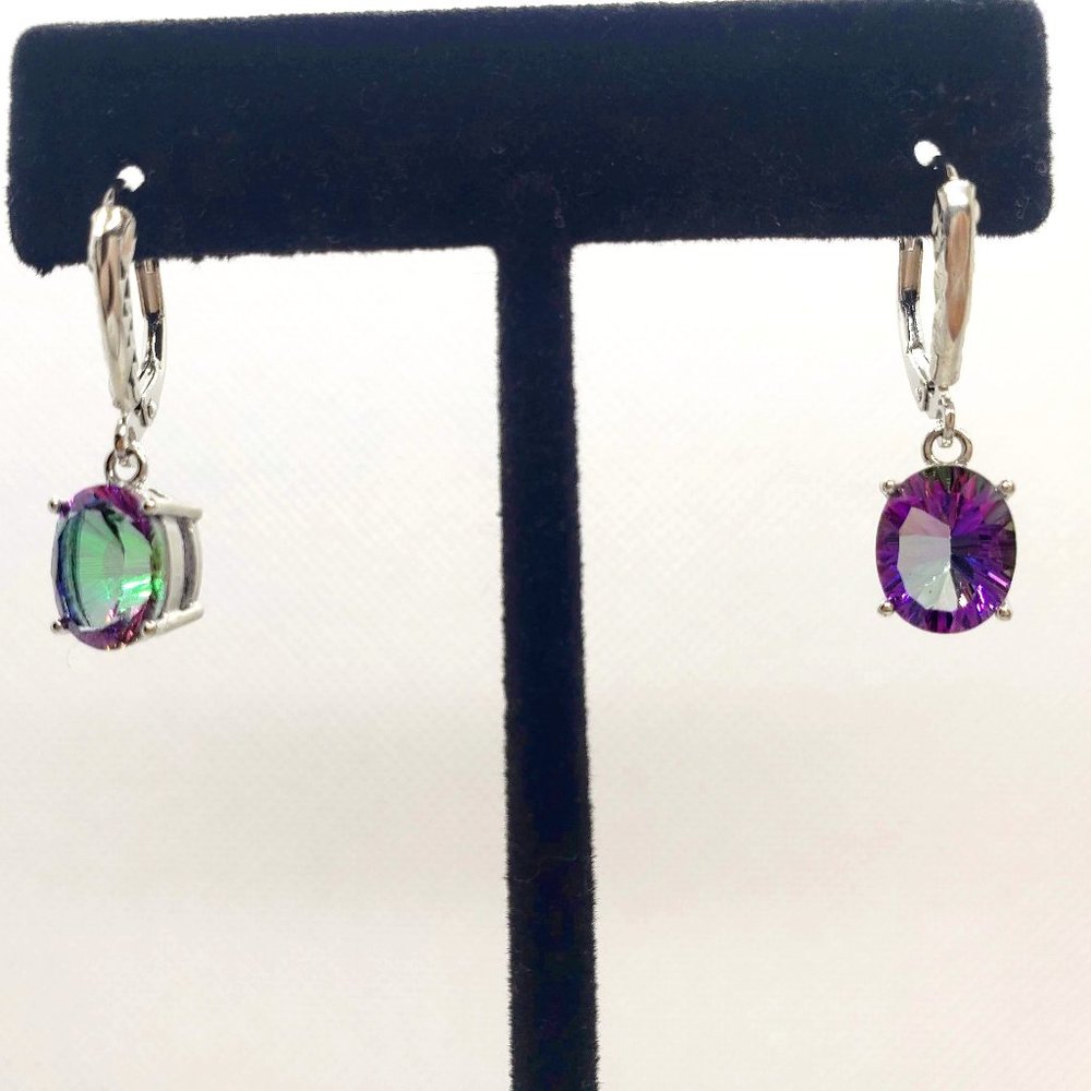 Mystic Topaz Oval Gem Sterling Silver Drop Earring